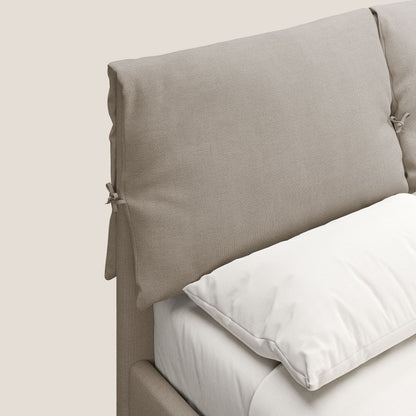 Artemisia letto imbottito con piedini alti sfoderabile in tessuto smacchiabile T17 beige 
