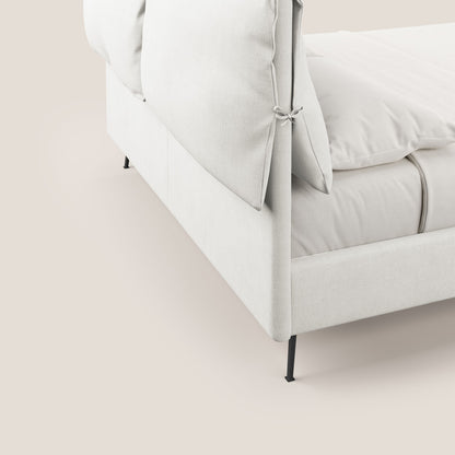 Artemisia letto imbottito con piedini alti sfoderabile in tessuto smacchiabile T17 bianco 