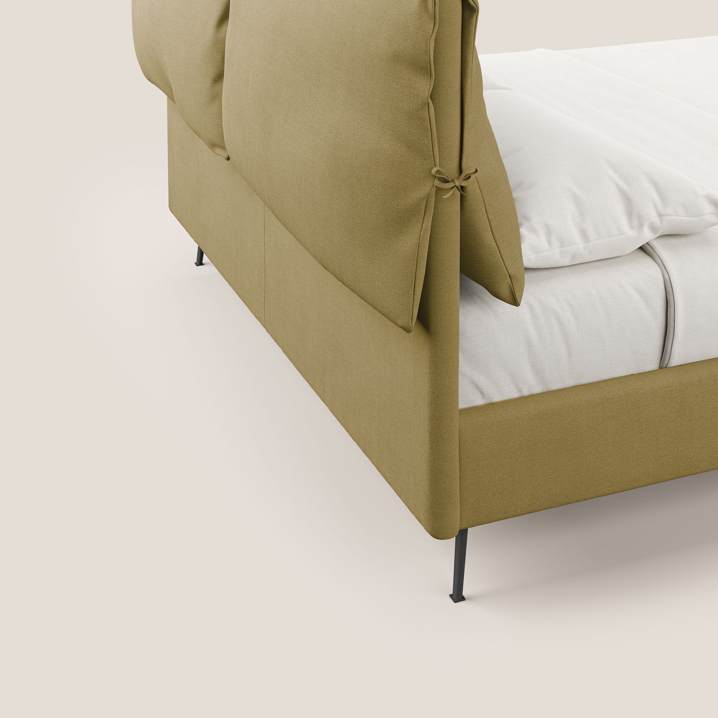 Artemisia letto imbottito con piedini alti sfoderabile in tessuto smacchiabile T17 giallo 