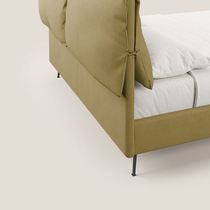 Artemisia letto imbottito con piedini alti sfoderabile in tessuto smacchiabile T17 giallo 