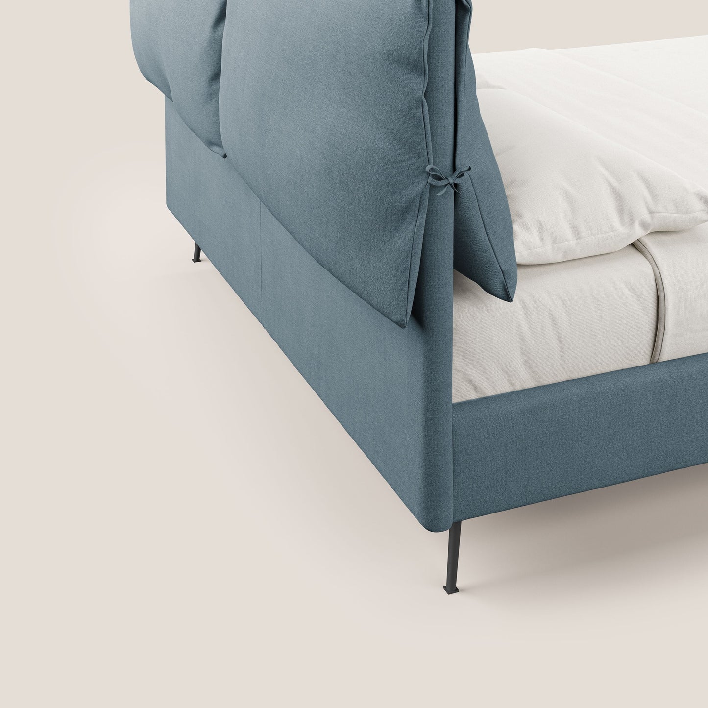 Artemisia letto imbottito con piedini alti sfoderabile in tessuto smacchiabile T17 carta da zucchero 