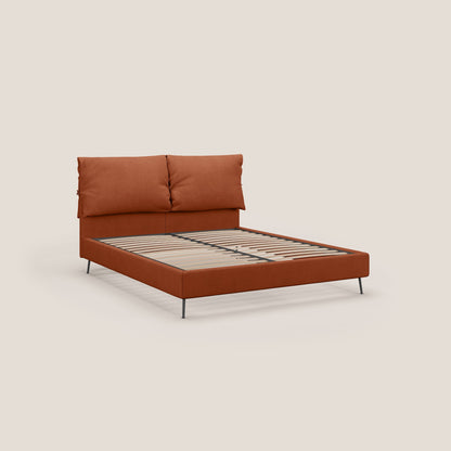 Artemisia letto imbottito con piedini alti sfoderabile in tessuto smacchiabile T17 arancio 