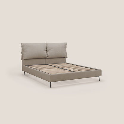 Artemisia letto imbottito con piedini alti sfoderabile in tessuto smacchiabile T17 beige 