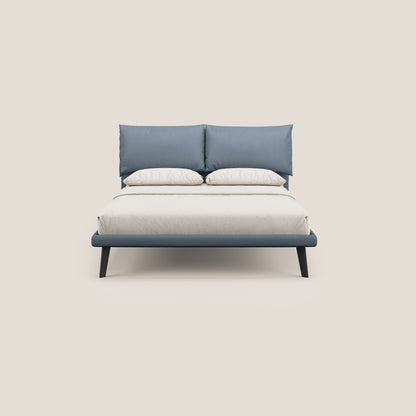 Astrid letto imbottito con piedi in legno in microfibra smacchiabile T11 carta da zucchero 