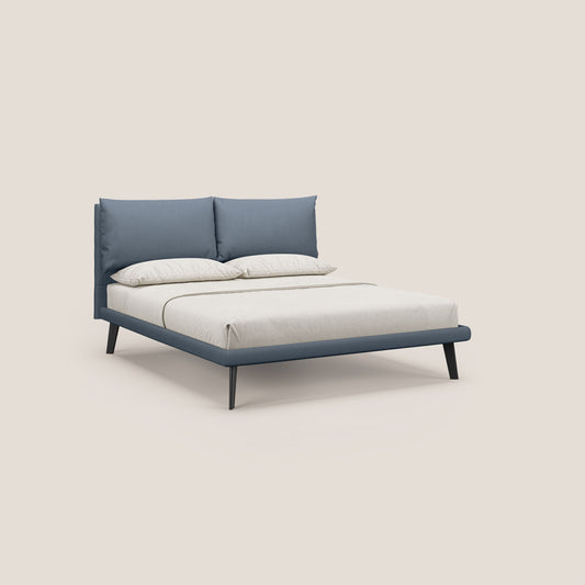 Astrid letto imbottito con piedi in legno in microfibra smacchiabile T11 carta da zucchero 