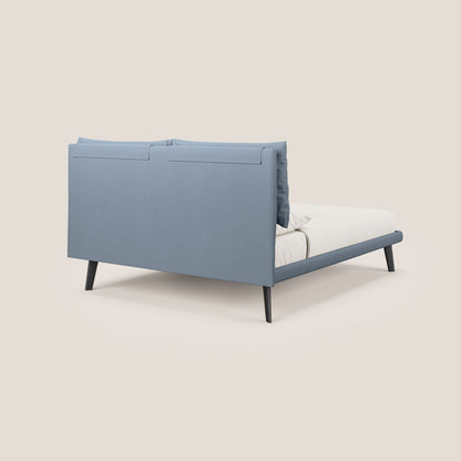 Astrid letto imbottito con piedi in legno in microfibra smacchiabile T11 carta da zucchero 