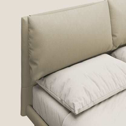 Astrid letto imbottito con piedi in legno in microfibra smacchiabile T11 panna 