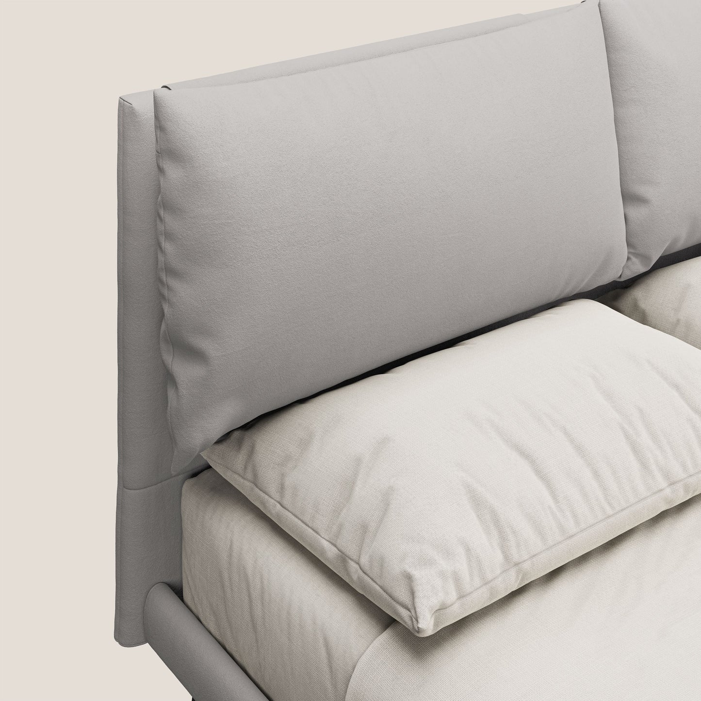 Astrid letto imbottito con piedi in legno in microfibra smacchiabile T11 grigio chiaro 