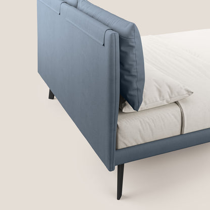 Astrid letto imbottito con piedi in legno in microfibra smacchiabile T11 carta da zucchero 