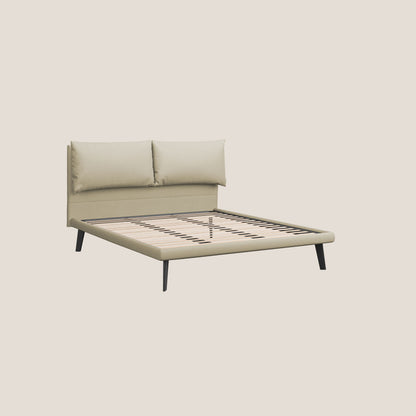 Astrid letto imbottito con piedi in legno in microfibra smacchiabile T11 panna 