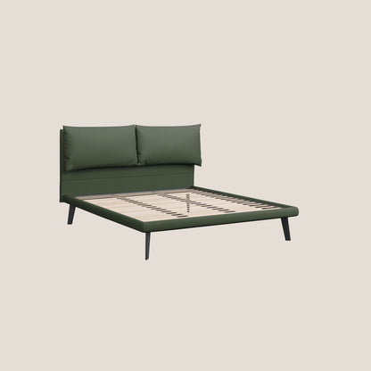 Astrid letto imbottito con piedi in legno in microfibra smacchiabile T11 verde 