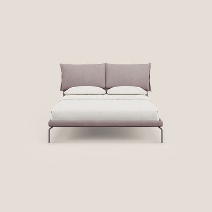 Bice letto imbottito con cuscini e piedi alti in metallo in tessuto impermeabile T02 rosa 