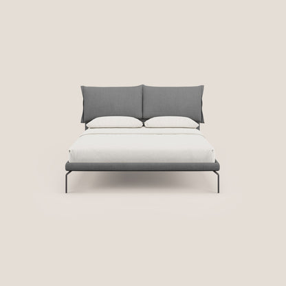 Bice letto imbottito con cuscini e piedi alti in metallo in tessuto impermeabile T02 grigio 