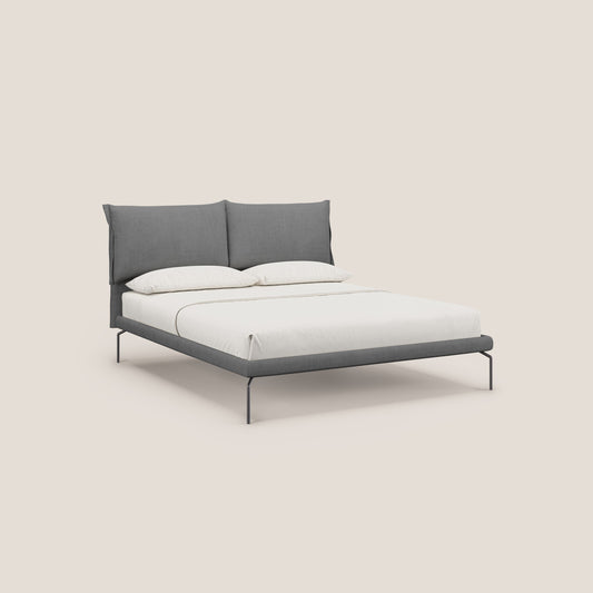 Bice letto imbottito con cuscini e piedi alti in metallo in tessuto impermeabile T02 grigio 