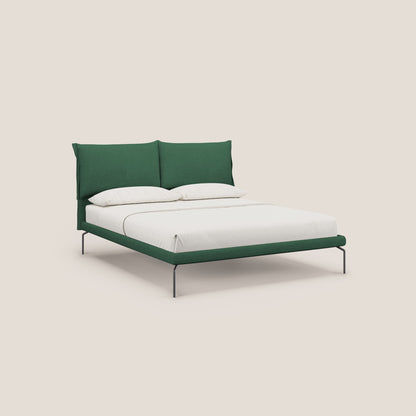 Bice letto imbottito con cuscini e piedi alti in metallo in tessuto impermeabile T02 verde 