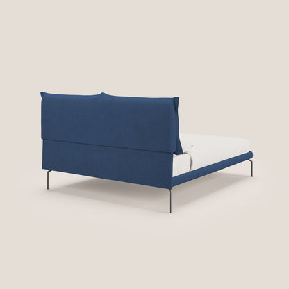 Bice letto imbottito con cuscini e piedi alti in metallo in tessuto impermeabile T02 blu 