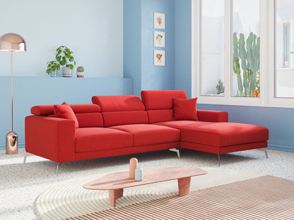 Blade Divano moderno angolare con poggiatesta reclinabili in tessuto impermeabile simil-cotone T13 beige