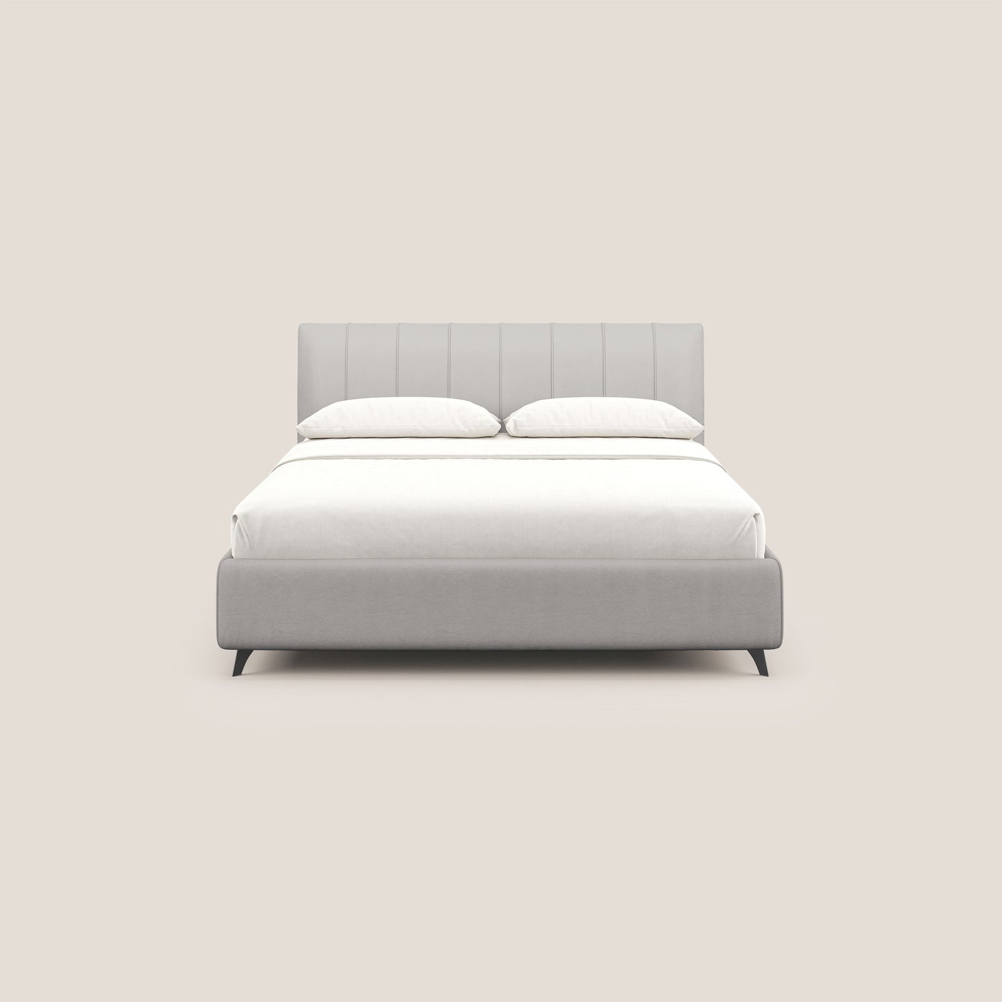 Bogart letto imbottito contenitore completamente sfoderabile in microfibra smacchiabile T11 grigio chiaro 