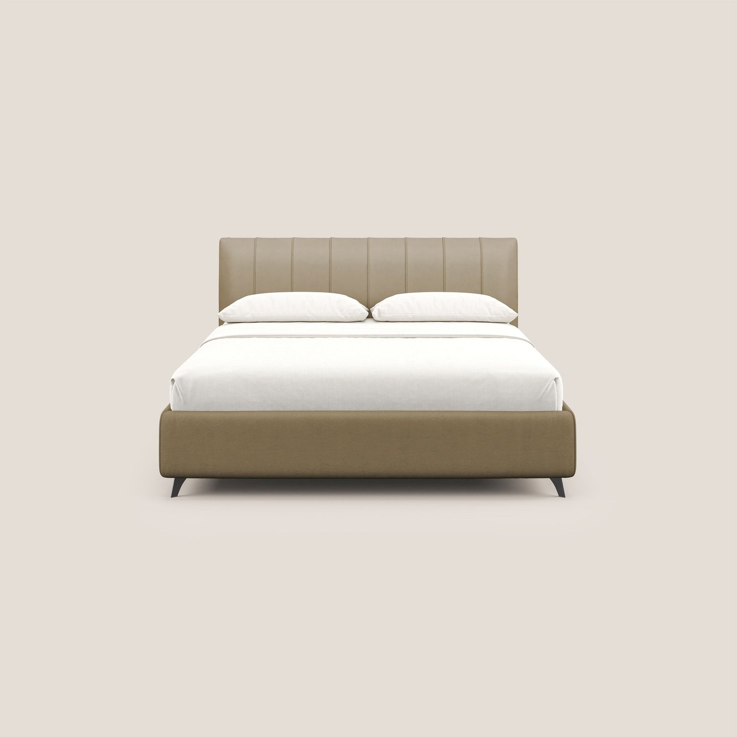 Bogart letto imbottito contenitore completamente sfoderabile in microfibra smacchiabile T11 beige 