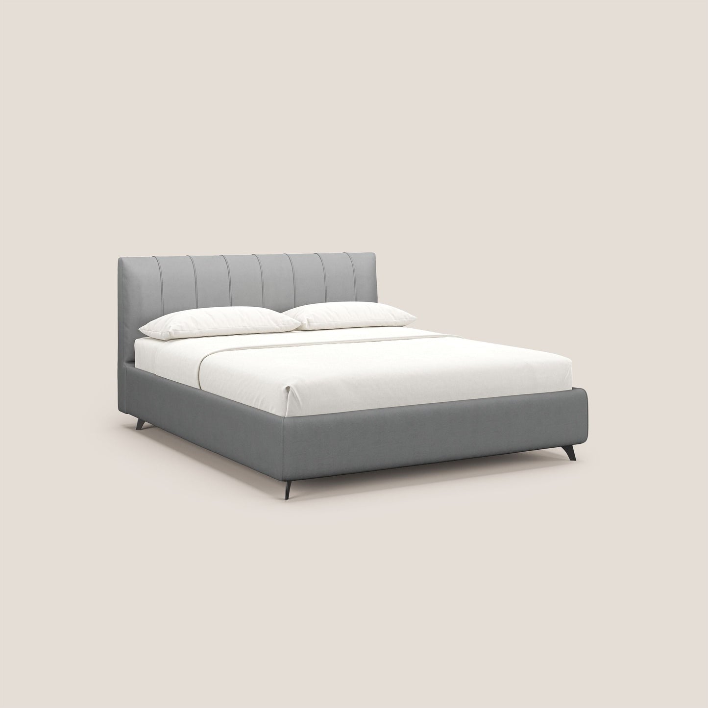 Bogart letto imbottito contenitore completamente sfoderabile in microfibra smacchiabile T11 grigio 