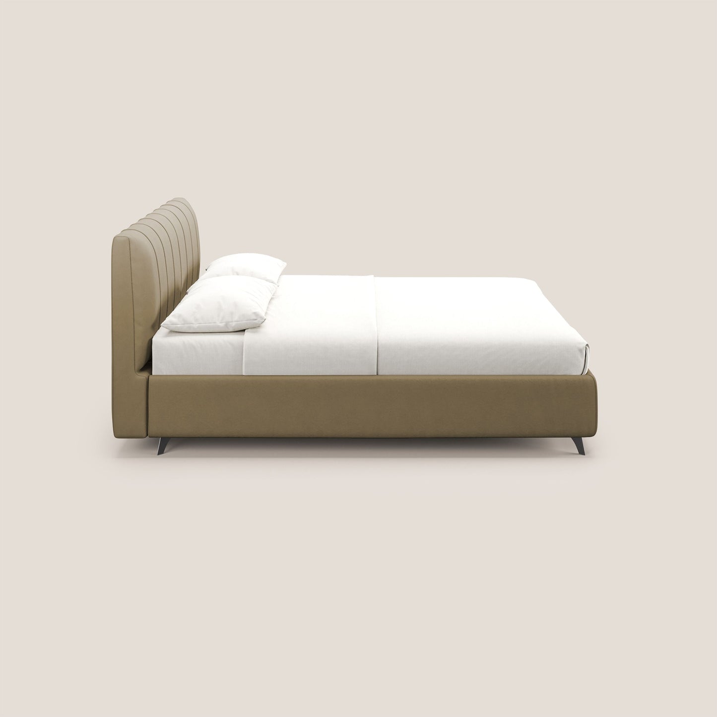 Bogart letto imbottito contenitore completamente sfoderabile in microfibra smacchiabile T11 beige 