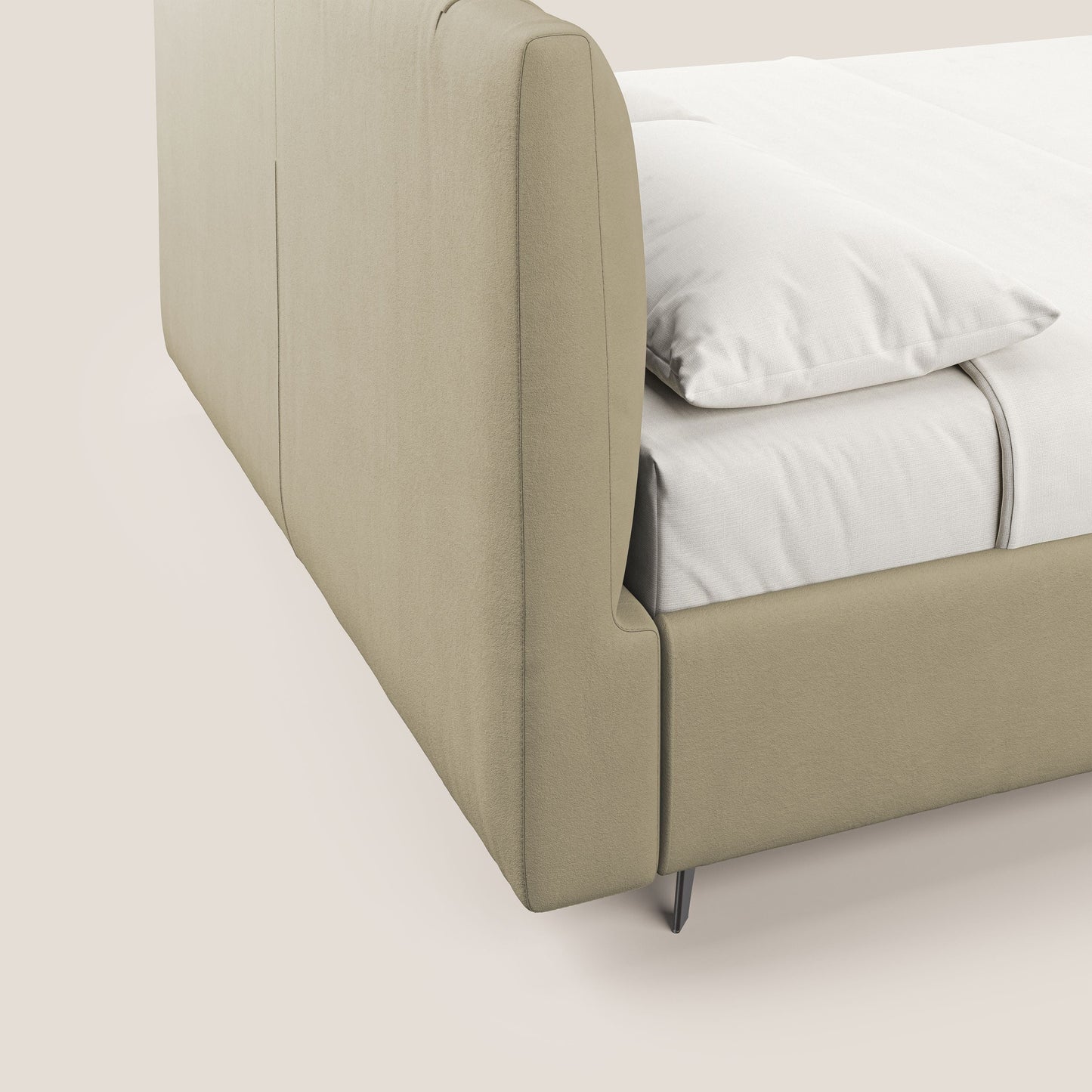 Bogart letto imbottito contenitore completamente sfoderabile in microfibra smacchiabile T11 panna 