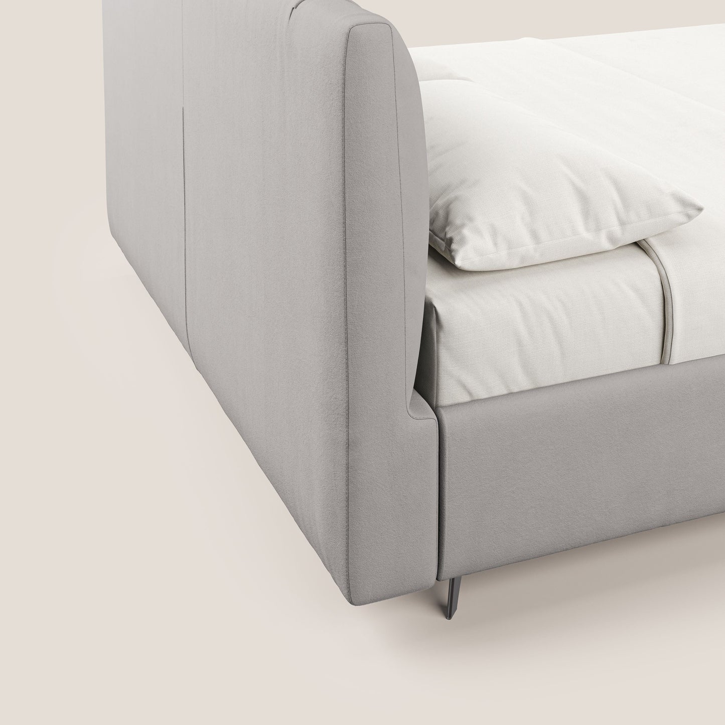 Bogart letto imbottito contenitore completamente sfoderabile in microfibra smacchiabile T11 grigio chiaro 