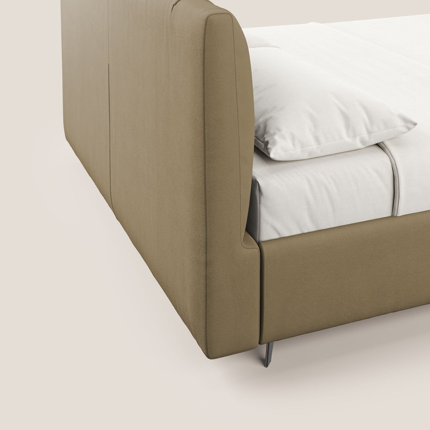 Bogart letto imbottito contenitore completamente sfoderabile in microfibra smacchiabile T11 beige 