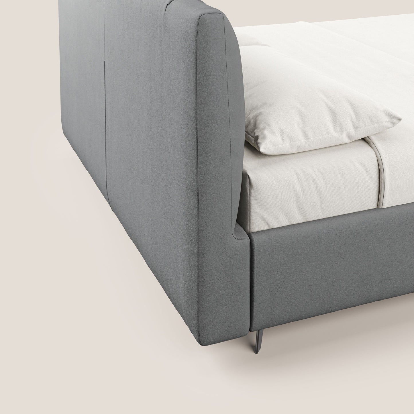 Bogart letto imbottito contenitore completamente sfoderabile in microfibra smacchiabile T11 grigio 