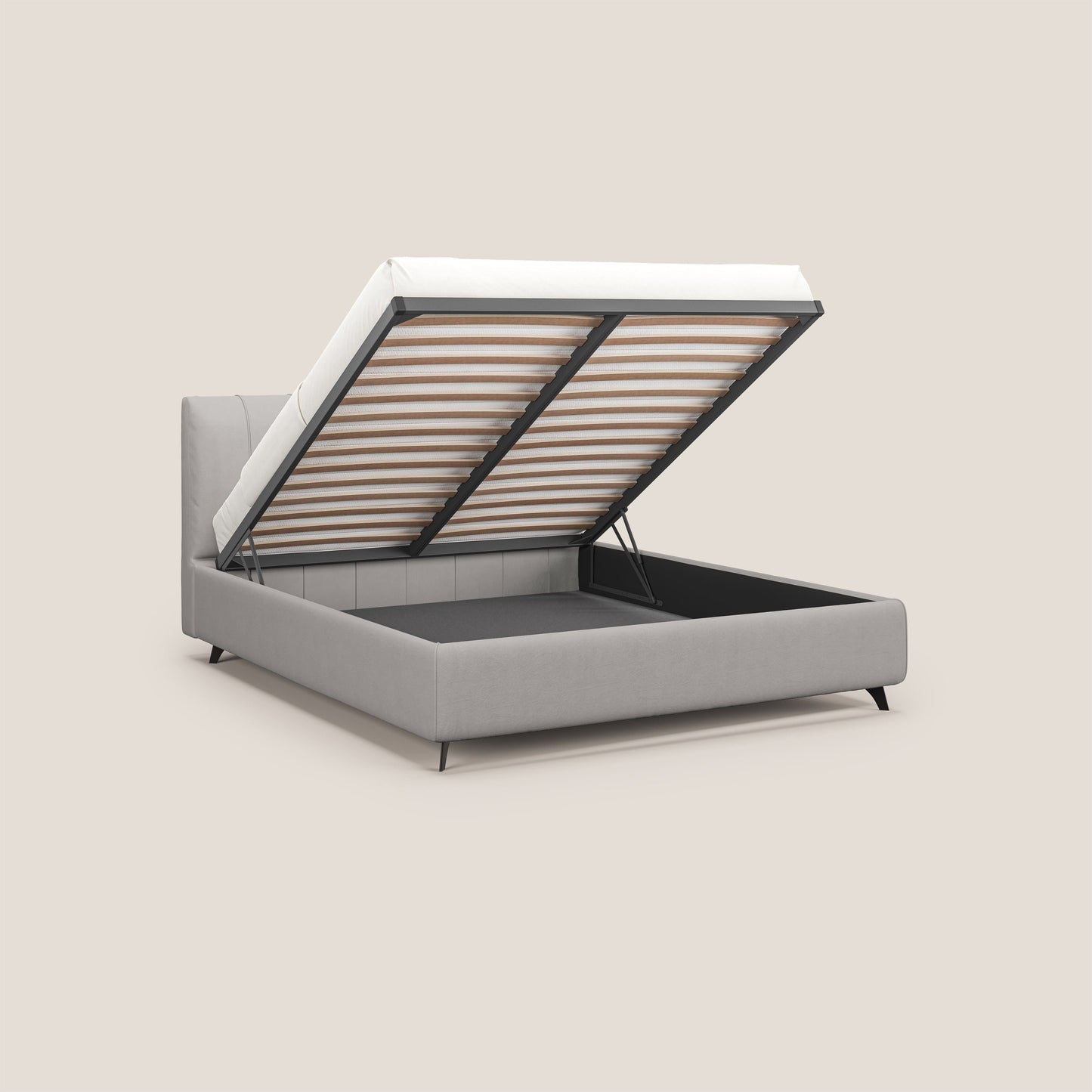 Bogart letto imbottito contenitore completamente sfoderabile in microfibra smacchiabile T11 grigio chiaro 