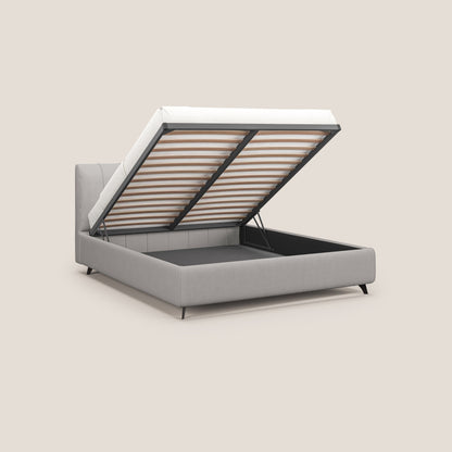 Bogart letto imbottito contenitore completamente sfoderabile in microfibra smacchiabile T11 grigio chiaro 