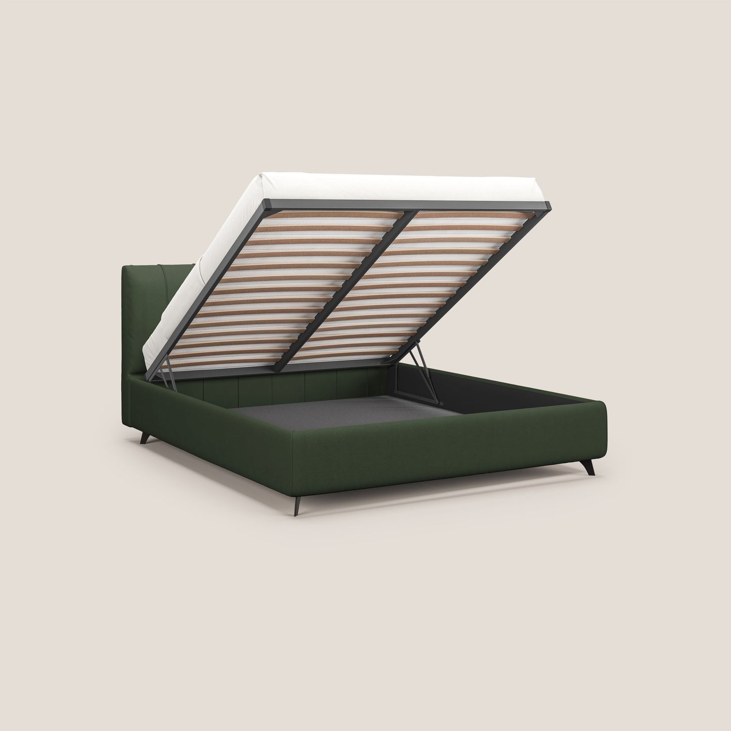 Bogart letto imbottito contenitore completamente sfoderabile in microfibra smacchiabile T11 verde 
