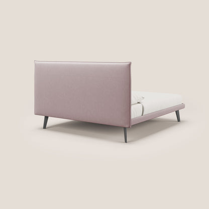 Brigitte letto con testata trapuntata piedi alti in mogano e tessuto impermeabile T09 rosa 