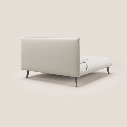 Brigitte letto con testata trapuntata piedi alti in mogano e tessuto impermeabile T09 beige 