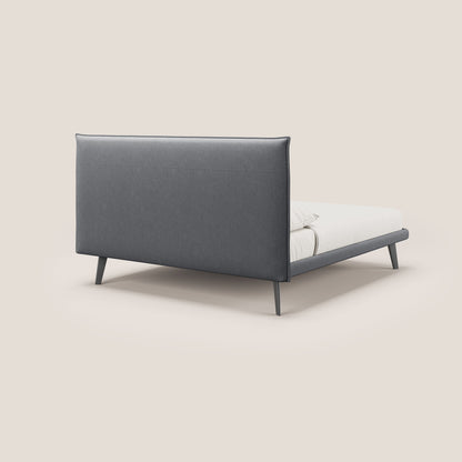 Brigitte letto con testata trapuntata piedi alti in mogano e tessuto impermeabile T09 grigio 