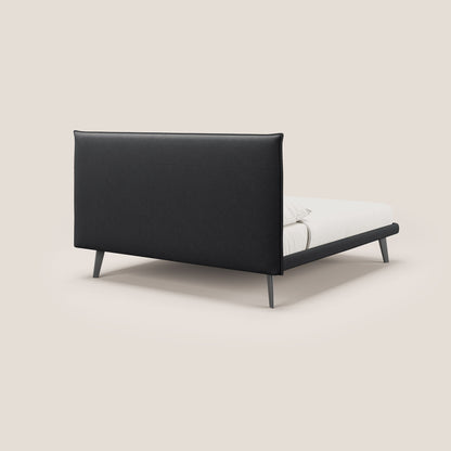 Brigitte letto con testata trapuntata piedi alti in tessuto mogano e impermeabile T09 antracite 