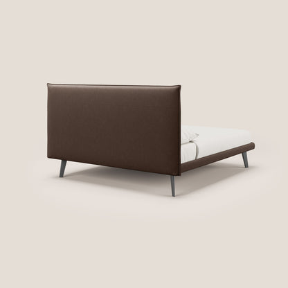 Brigitte letto con testata trapuntata piedi alti in mogano e tessuto impermeabile T09 marrone 