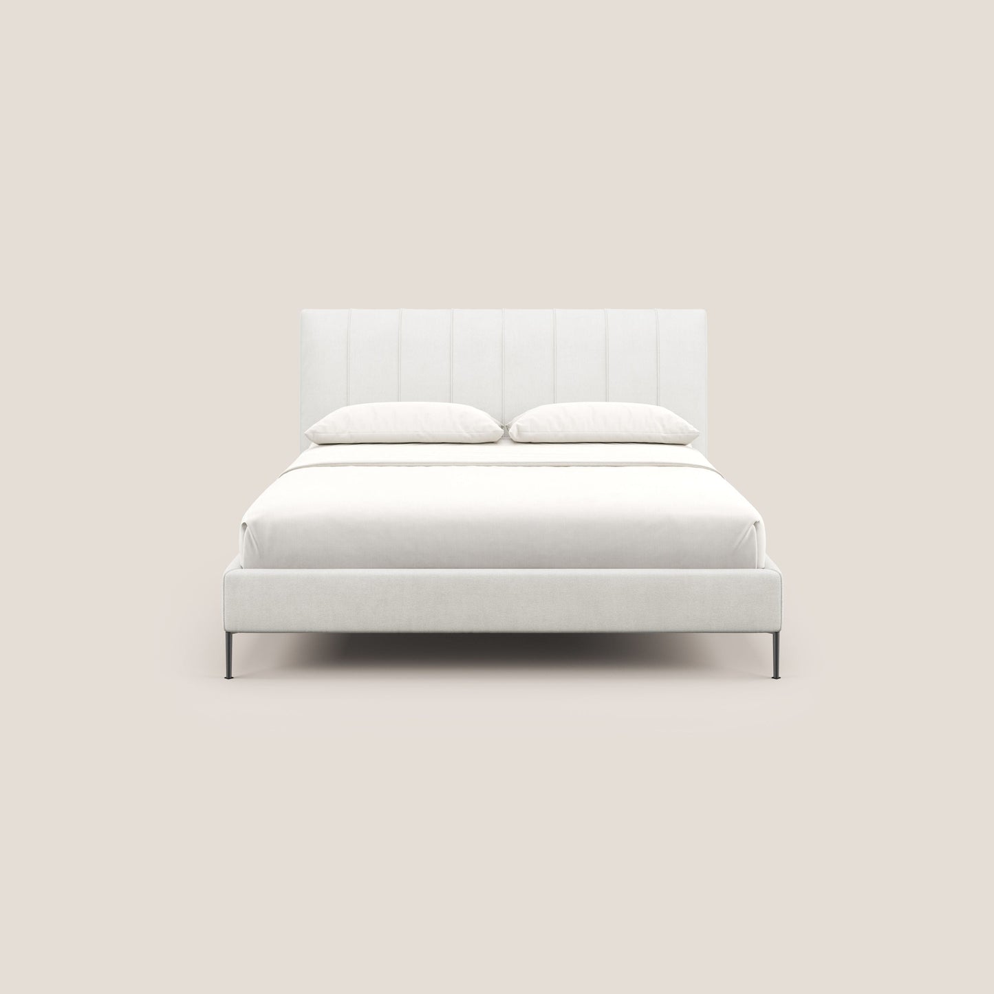 Calliope letto imbottito piedini alti completamente sfoderabile in tessuto smacchiabile T17 bianco 