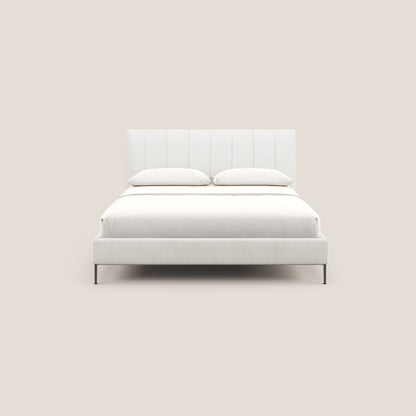 Calliope letto imbottito piedini alti completamente sfoderabile in tessuto smacchiabile T17 bianco 