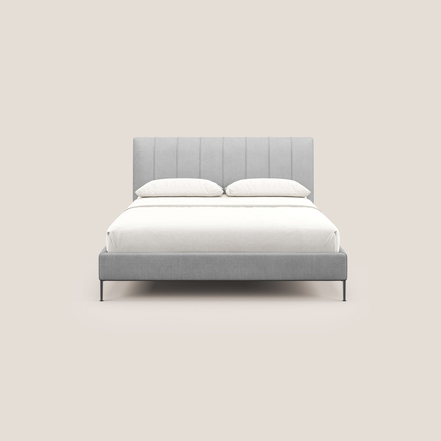 Calliope letto imbottito piedini alti completamente sfoderabile in tessuto smacchiabile T17 grigio 