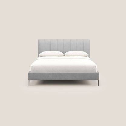 Calliope letto imbottito piedini alti completamente sfoderabile in tessuto smacchiabile T17 grigio 