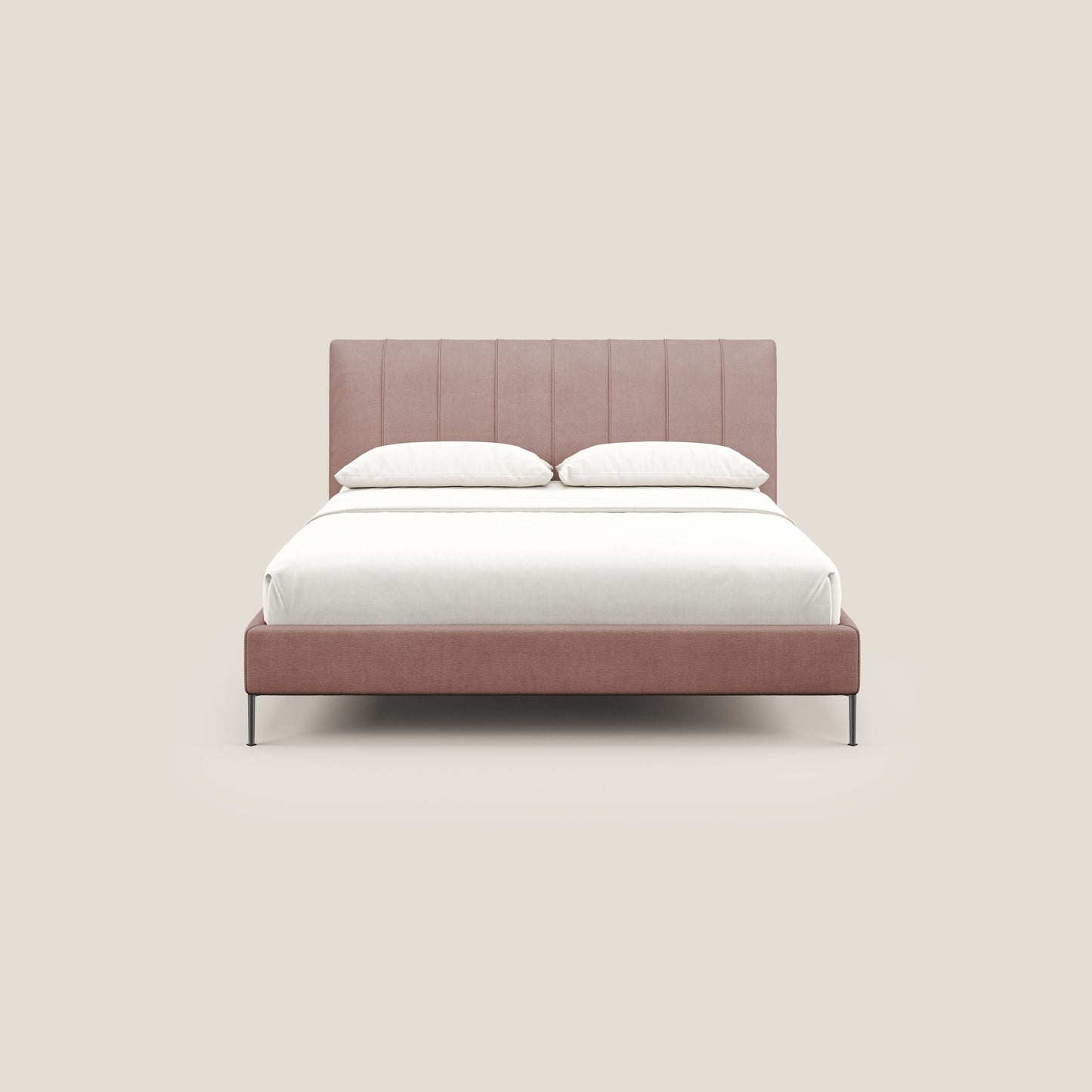 Calliope letto imbottito piedini alti completamente sfoderabile in tessuto smacchiabile T17 rosa 