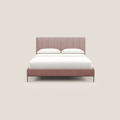 Calliope letto imbottito piedini alti completamente sfoderabile in tessuto smacchiabile T17 rosa 