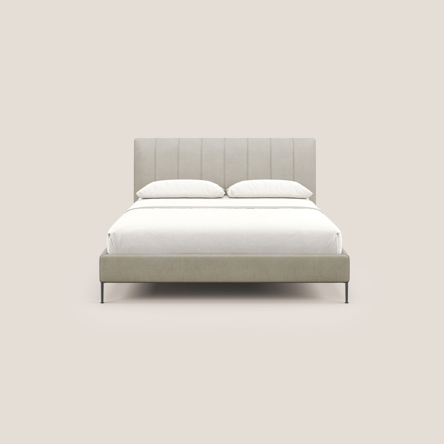 Calliope letto imbottito piedini alti completamente sfoderabile in tessuto smacchiabile T17 panna 