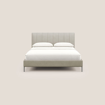 Calliope letto imbottito piedini alti completamente sfoderabile in tessuto smacchiabile T17 panna 