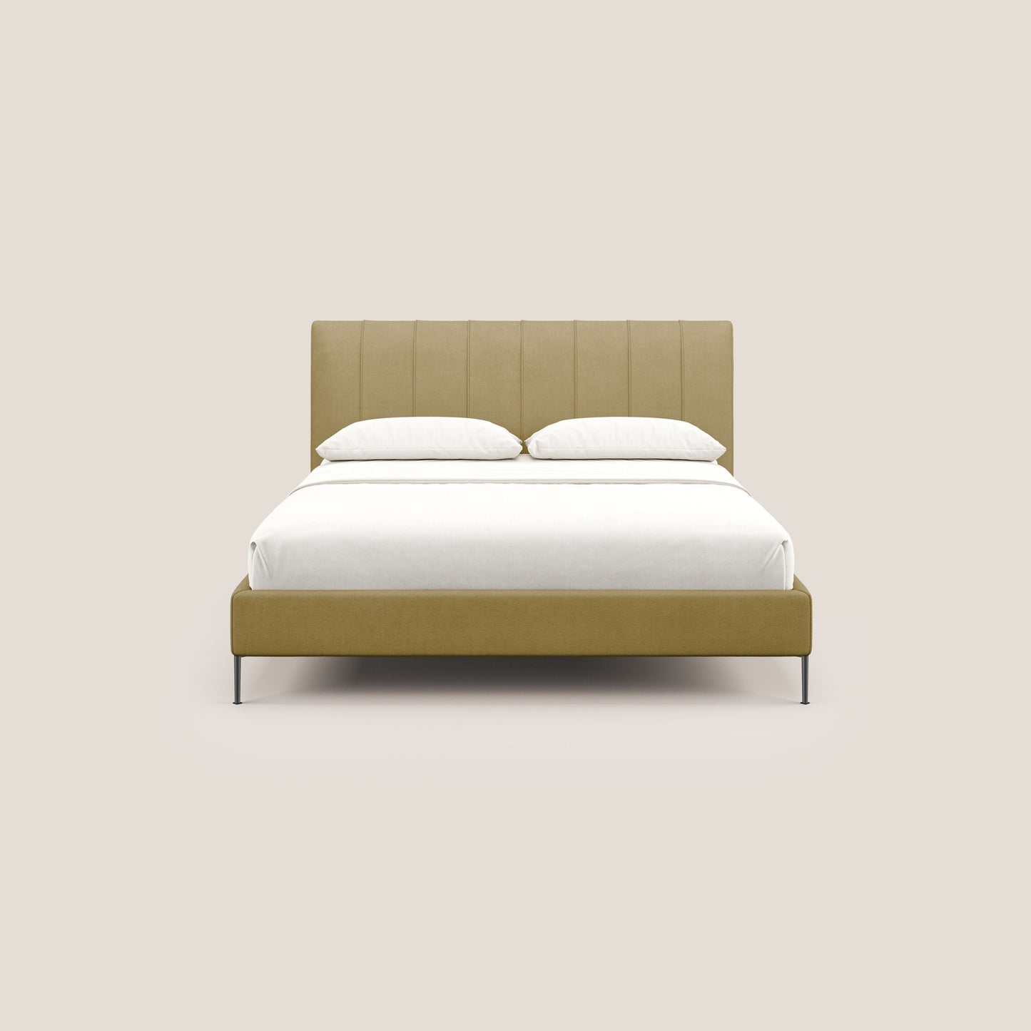 Calliope letto imbottito piedini alti completamente sfoderabile in tessuto smacchiabile T17 giallo 