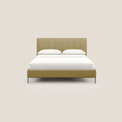 Calliope letto imbottito piedini alti completamente sfoderabile in tessuto smacchiabile T17 giallo 