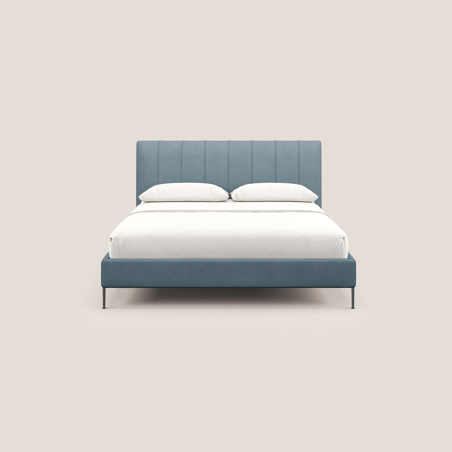 Calliope letto imbottito piedini alti completamente sfoderabile in tessuto smacchiabile T17 carta da zucchero 