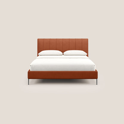 Calliope letto imbottito piedini alti completamente sfoderabile in tessuto smacchiabile T17 arancio 