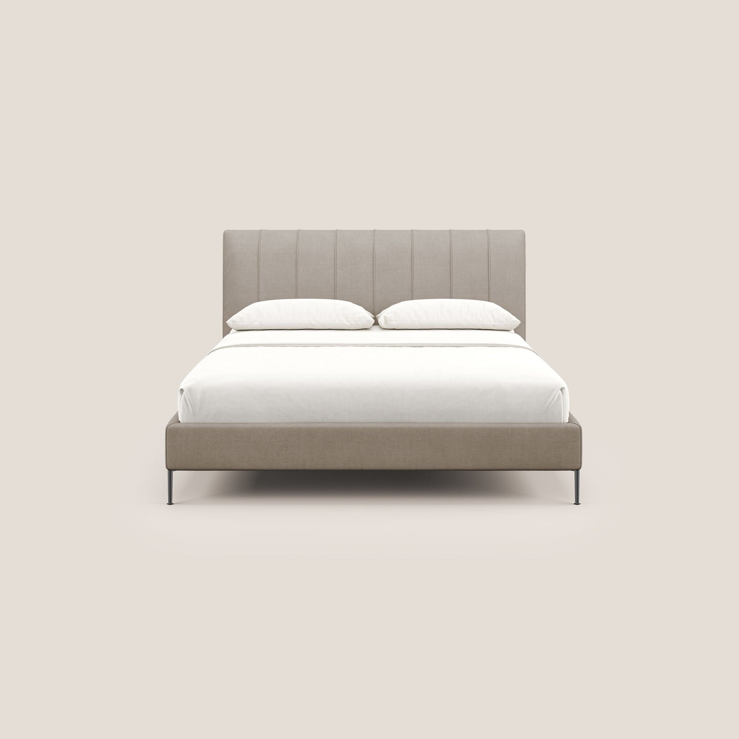 Calliope letto imbottito piedini alti completamente sfoderabile in tessuto smacchiabile T17 beige 